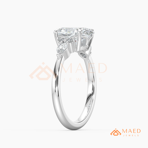 925 Silver Oval Cut Moissanite Ring Leaf Side <b>Stone</b> Engagement Bridal Jewelry Gift for Women Wedding Ring - Product Image 6