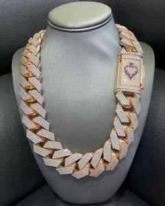 High Demand Moissanite Silver <b>Iced</b> <b>Out</b> Cuban <b>Chain</b> Gold and Silver Finish Fashion Casual Wear Club Jewelry for Gift and Sale - Product Image 1