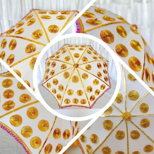 Décorations artisanales classiques indiennes du Rajasthan pour la cérémonie Haldi Mehndi, accessoires d'événement, fleurs dorées en Gota, patchs en Gota - Product Image 4