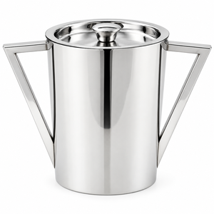 Stainless Steel Ice Bucket with Geometric Triangular Handles Modern Metal Ice Bucket Insulated Wine <b>Champagne</b> Chiller Container - Product Image 1