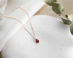 Colgante de Rubí para el Mes de Julio, Forma de Pera, Plata de Ley 925, Chapado en Oro Rosa de 14K, Regalo, Joyería Fina para Fiestas - Product Image 6