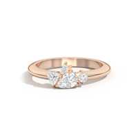 Bagues Vintage en Or Massif 18K avec Grappe de Diamants de Laboratoire Taille Poire, Baguette et Trillion de 0,58 Carat, Sertis à Griffes, Asymétriques, pour Femme, Idéales pour les Fêtes