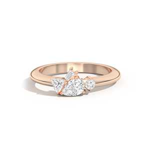 18K Solid Gold Vintage <b>Cluster</b> Rings Pear Baguette Trillion Cut Lab Grown Diamond Prong Set Asymmetric Women Party Custom - Product Image 5