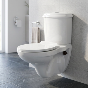 Modern Rimless Wall Hung Two Piece Toilet <b>Ceramic</b> WC <b>Pan</b> Tornado Flush P-Trap Wash Down Bathroom Sanitary Ware - Product Image 1