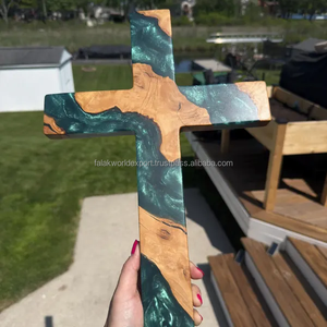 Cruz de pared de madera y resina, decoración personalizada, Cruz religiosa cristiana hecha a mano por Unique Craft India de Falak World Export - Product Image 5