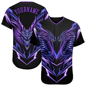 Vente en gros de maillots de baseball authentiques OMMIZ INDUSTRY personnalisés en noir et violet 3D Monster, best-sellers - Product Image 1