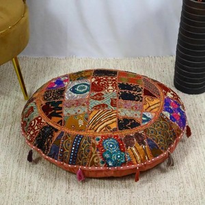 Handmade Embroidered Patchwork <b>Floor</b> Cushion <b>Cover</b> - Product Image 3