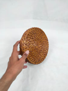 <b>Japanese</b> Style Handmade Polished Woven Rattan-Like Wood Round <b>Snacks</b> Tray Home Living Room Wall Hanging Crafts <b>Box</b> - Product Image 4