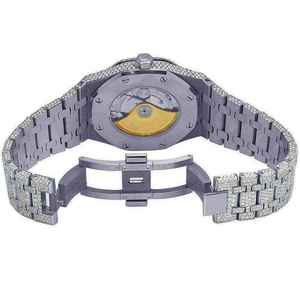 Montre Hip Hop pour Homme, Diamant Moissanite VVS, entièrement sertie, mouvement automatique mécanique, cadran rond, personnalisable - Product Image 6