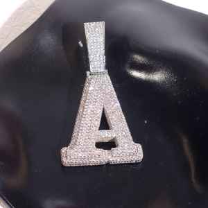 Pendentif Lettre Grosse Personnalisée en Moissanite Sertie de Pierres, Luxe Hip Hop, pour Fêtes, en Argent Sterling 925, Bijoux Fins, Pendentifs & Breloques - Product Image 2