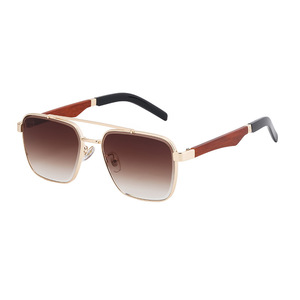 Lmamba 2A796 Newest Trendy Retro Wood Grain Unisex Metal <b>Square</b> Frame UV400 Polarized Custom <b>Sunglasses</b> 2024 - Product Image 5