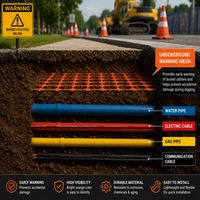 Filet de signalisation souterrain YONGTE en PEHD orange 30cm x 100m, détectable avec fil traceur, pour marquage de câbles et tuyaux, usine OEM