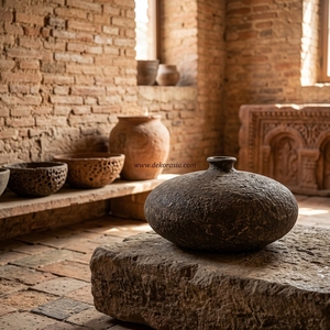 Grand vase urne rustique en terre cuite Bajo, fait main, pot en argile décoratif, récipient de sol en céramique, fournisseur en gros - Product Image 6