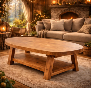 Nouvelle table de salle à manger au design attrayant, deux couleurs, bois de manguier massif, style vintage, finition naturelle et noire, pieds courbés - Product Image 1