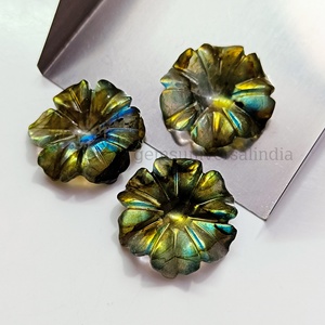 Pierre précieuse en labradorite de qualité supérieure, sculptée en forme de fleur, labradorite naturelle, pierre en vrac en forme de fleur pour la fabrication de pendentifs, 20 MM, vente en gros - Product Image 5