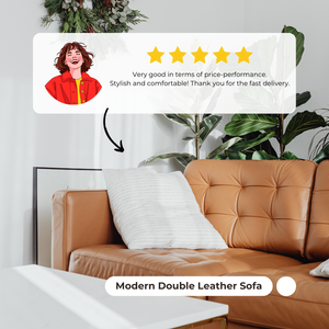 Canapé deux places en cuir pleine fleur tufté d'inspiration mid-century avec coussin assorti pour salon - Product Image 6