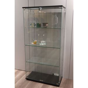 Nero 5mm vetro temperato 4-ripiano serratura a doppia porta Curio 64X31.7X14.3 piano in piedi libreria per esposizione vivente - Product Image 3