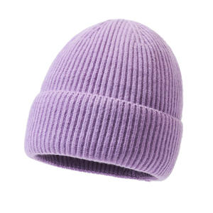Bonnet d'hiver côtelé en tricot unisexe chaud et épais en acrylique, vente en gros, logo personnalisé - Product Image 1