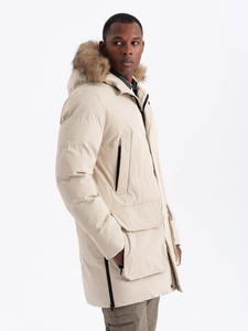 Solid International <b>Men's</b> Hooded 70% <b>Down</b> Cotton Lined Regular Fit High Grade Cozy Material Winter Apparel Long Puffer <b>Jacket</b> - Product Image 2