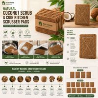 Éponge de cuisine en fibre de coco naturelle AQUA VRIKSHA 6 x 4 pouces |   Tampon de nettoyage et de récurage biodégradable et écologique