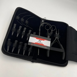 AL-FARDAN INSTRUMENTS Kit d'outils pour extensions de cheveux noir mat, le plus vendu, logo personnalisé accepté, pinces, ciseaux, boucles - Product Image 3