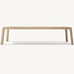 Table rectangulaire en teck, utilisée dans les restaurants, avec un design extérieur moderne. - Product Image 1