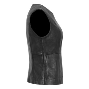 Chaleco de Cuero Genuino Napa para Mujer, Sin Mangas, con Cierre, Top de Cuero a la Moda, Proveedor Mayorista OEM ODM de Marca Privada - Product Image 3