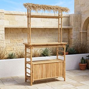 Bar Tiki en bambou avec toit en chaume et armoire de rangement - Parfait pour les divertissements en plein air par King Craft Viet - Product Image 5
