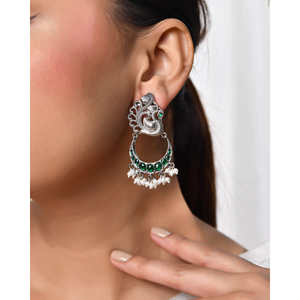 Pendientes de Perlas Plateadas Meera Jaipur Ranga - Product Image 2