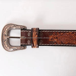 Ceinture Western en Cuir de Vachette Véritable de Luxe avec Perles et Motifs Floraux Sculptés à la Main au Meilleur Prix pour Hommes et Femmes – Vente en Gros Personnalisée - Product Image 6