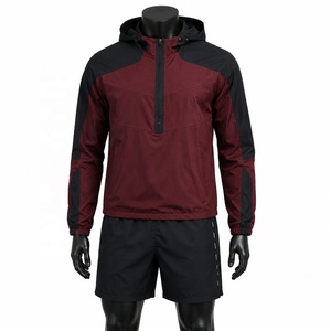 Conjunto Deportivo con Capucha para Hombre, Resistente al Viento, Chaqueta y Pantalones Cortos de Poliéster Ligero con Bloques de Color y Logotipo, para Primavera/Invierno - Product Image 1