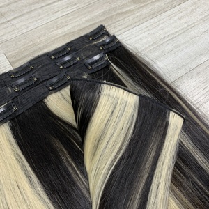 Haute Qualité 1B Naturel Droite Remy Cheveux Piano Noir Platine Clip-In Extensions Cuticule Aligner En Gros Cheveux Humains - Product Image 3