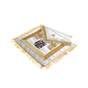 Delantal Masónico de Lujo en Oro Blanco con Cruz y Corona Bordadas de los Caballeros Templarios, Regalia de Logia Masónica OEM - Product Image 2