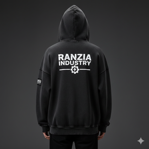 Sweat à capuche zippé pour homme Ranzia Industry Factory Fashion, commande en gros, personnalisable, en coton, avec broderie et impression - Product Image 2