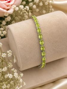 Luxvory Wholesale 7.5 Inch Peridot Tennis <b>Bracelet</b> 925 Sterling Silver White Gold Plated Luxury Jewelry Unisex - Product Image 1