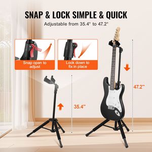Supporto per Chitarra a Treppiede con Capacità di Carico di 15 kg, Espositore Pieghevole da Pavimento in Ferro, 35,4-47,2 Pollici/900-1200 mm - Product Image 5