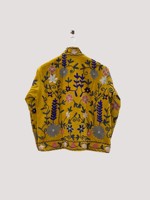 Veste à col mandarin en coton brodée à la main avec des motifs floraux, manches longues, longueur normale, style Prairie Chic pour femmes adultes, printemps