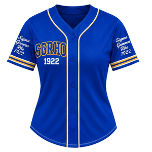 Camiseta de béisbol de la hermandad griega Sigma Gamma Rho para mujer, diseño de letras personalizadas, con botones al frente, manga corta, ropa al por mayor - Product Image 1