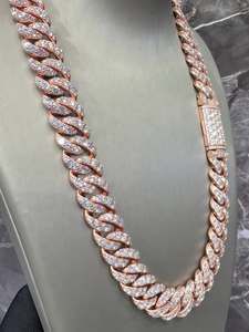 Chaîne cubaine en moissanite plaquée rhodium de haute qualité, style hip-hop, en argent 925, coupe brillante ronde VVS, collier unisexe - Product Image 6