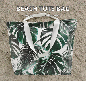 Bolso de playa de verano para mujer, gran capacidad, con asa de cuerda de algodón, portátil, de poliéster, con cremallera, de lona, con cadena, al por mayor para vacaciones 45 - Product Image 3