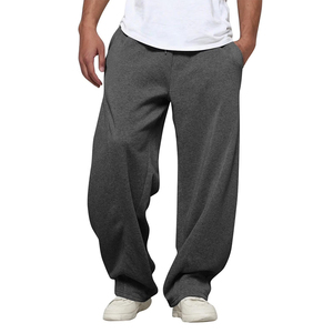 Wholesale Loose Fit Baggy Jogger Pants Mid Waist Drawstring Closure <b>Winter</b> Gray Casual <b>Trouser</b> For Men's - Product Image 4