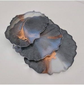 Square resin <b>coaster</b> <b>set</b> with glossy finish protecting furniture surfaces daily use stylish living room decor - Product Image 3