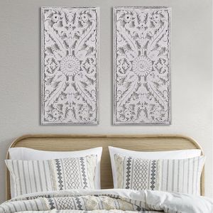 Set di decorazioni murali in legno intagliato in 2 pezzi intricati accenti murali - Product Image 2