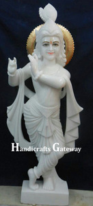Magnifique Statue de Krishna en marbre peinte à la main - Product Image 3
