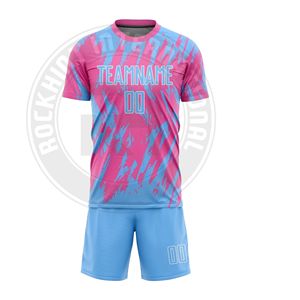 Conjunto de uniforme de fútbol para equipo, camiseta y pantalones cortos de poliéster ligeros para práctica, competición y juego profesional - Product Image 1