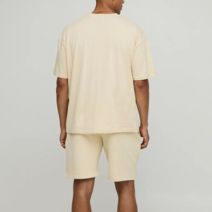 Conjunto de Camiseta y Pantalones Cortos Casuales para Hombre, 100% Algodón, Cuello Redondo, Manga Corta, Transpirable, Traje Deportivo de Verano, Venta al Por Mayor - Product Image 6