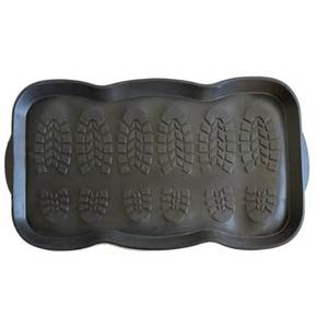 Modern Black Rectangular Metal <b>Tray</b> with Textured Pattern for Tabletop Storage Home Entryway Decorative Boot <b>Tray</b> - Product Image 2