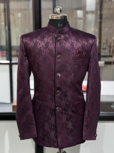 Traje Bandhgala Bordado Color Granate para Hombre, Chaqueta Jodhpuri Indo-Occidental, Estilo Kurta Étnico Indio, Ropa de Boda, Venta al Por Mayor - Product Image 5