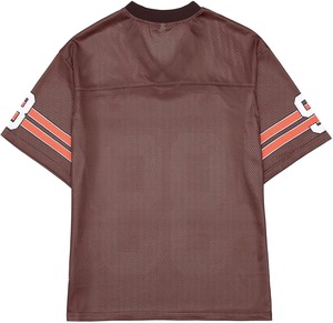 เสื้อฟุตบอลผู้หญิงคอวีแขนสั้นหมายเลข 99 สีน้ำตาล สปอร์ต ระบายอากาศได้ดี ทรงหลวม ตกแต่งลายดาว - Product Image 2