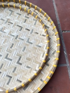 Kitchen Restaurant Food Drying & Display Handmade Round Bamboo <b>Trays</b> with Handwoven Lightweight Pattern Vietnam - Product Image 5